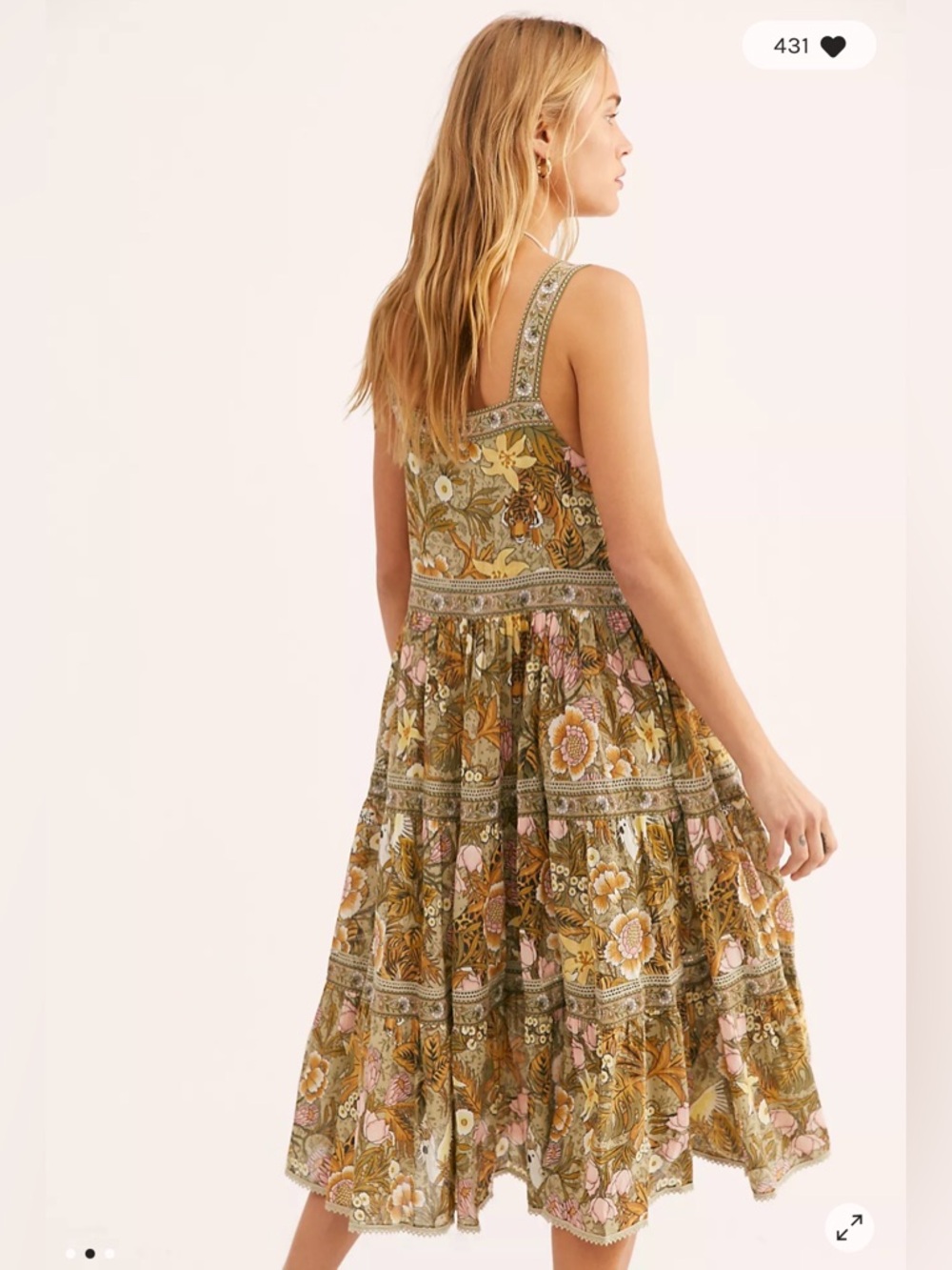 Spell Jungle Midi Sundress Size Medium Khaki - Picture 15 of 15